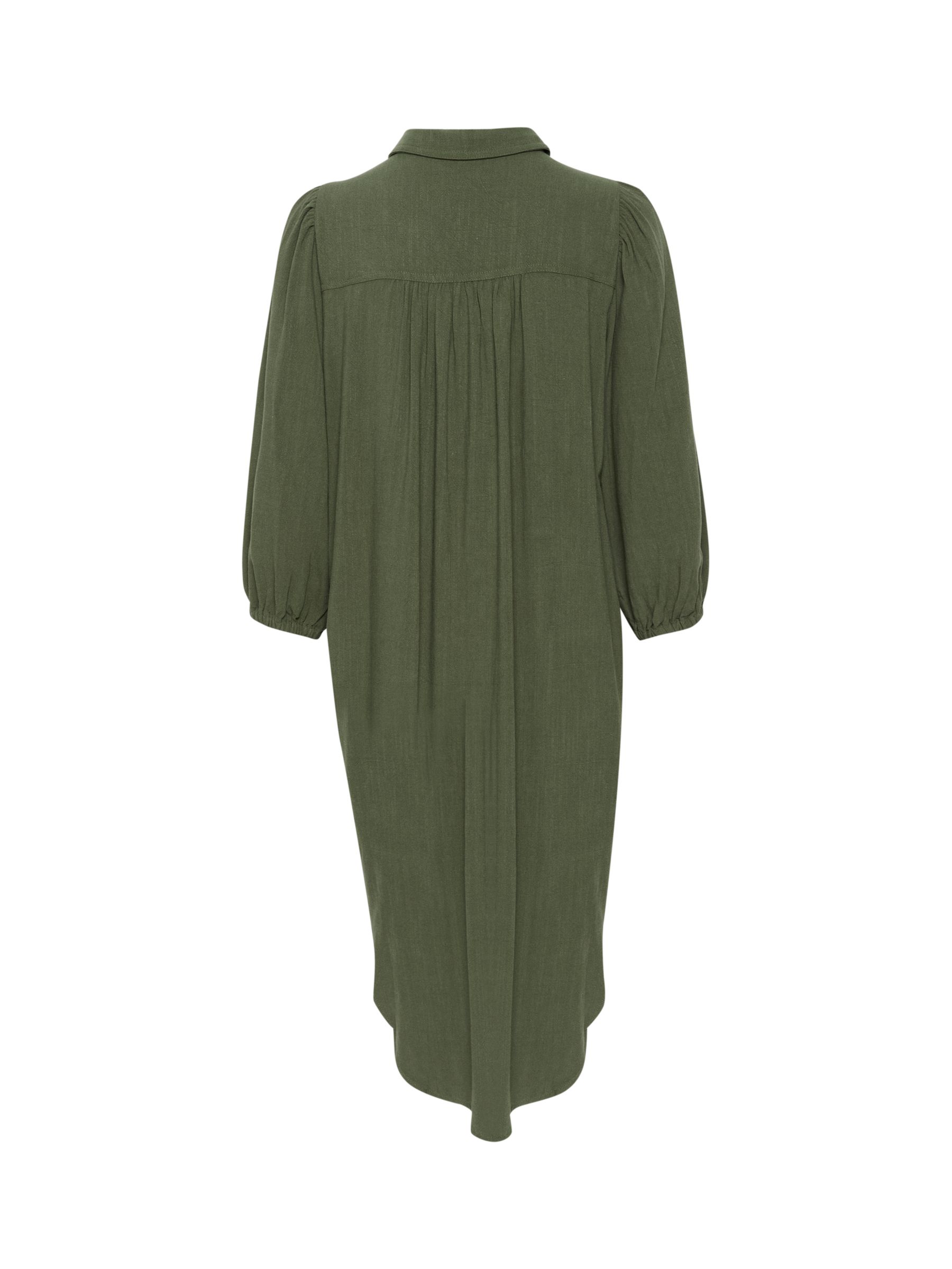 KAFFE Liny Linen Blend Shirt Dress, Forest Night, 8