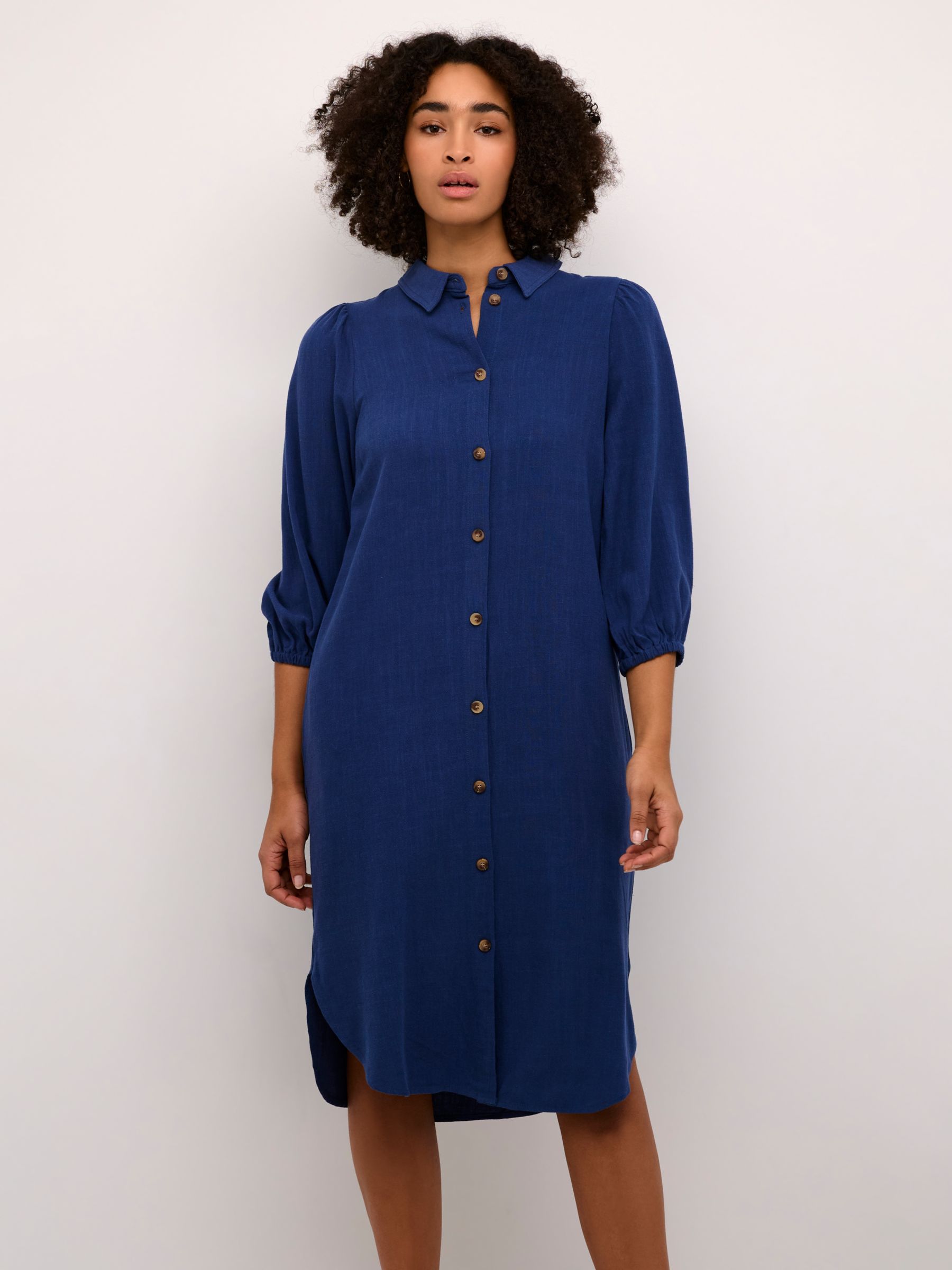 KAFFE Liny Linen Blend Shirt Dress, Titan