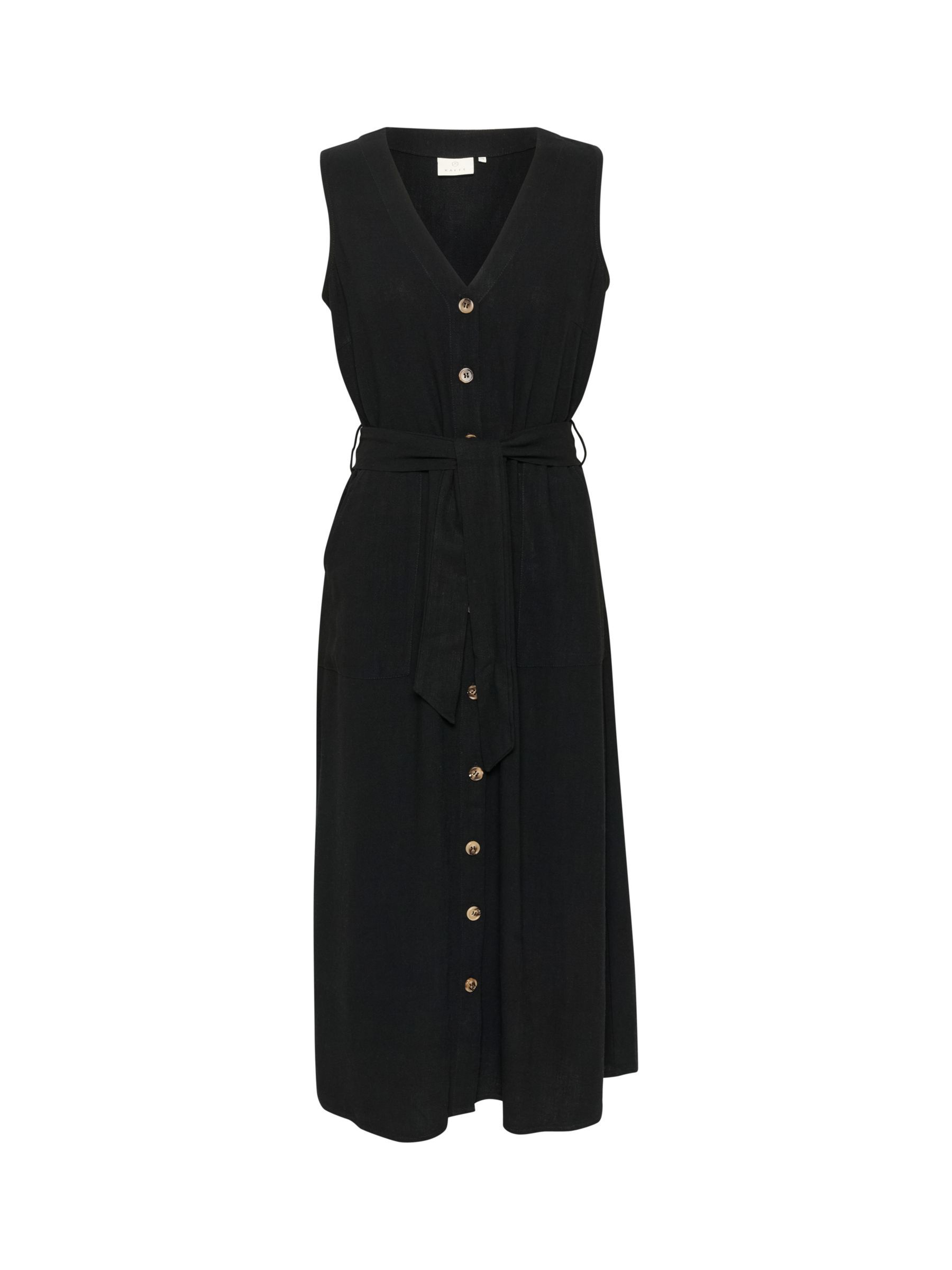 KAFFE Liny Linen Blend Midi Dress, Deep Black