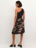 KAFFE Laila Tiger Print Skirt, Black/Brown