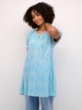 KAFFE Amber Ecovero Short Sleeve Tunic, Blue Atoll