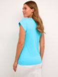 KAFFE Lise V-Neck T-Shirt, Blue Atoll