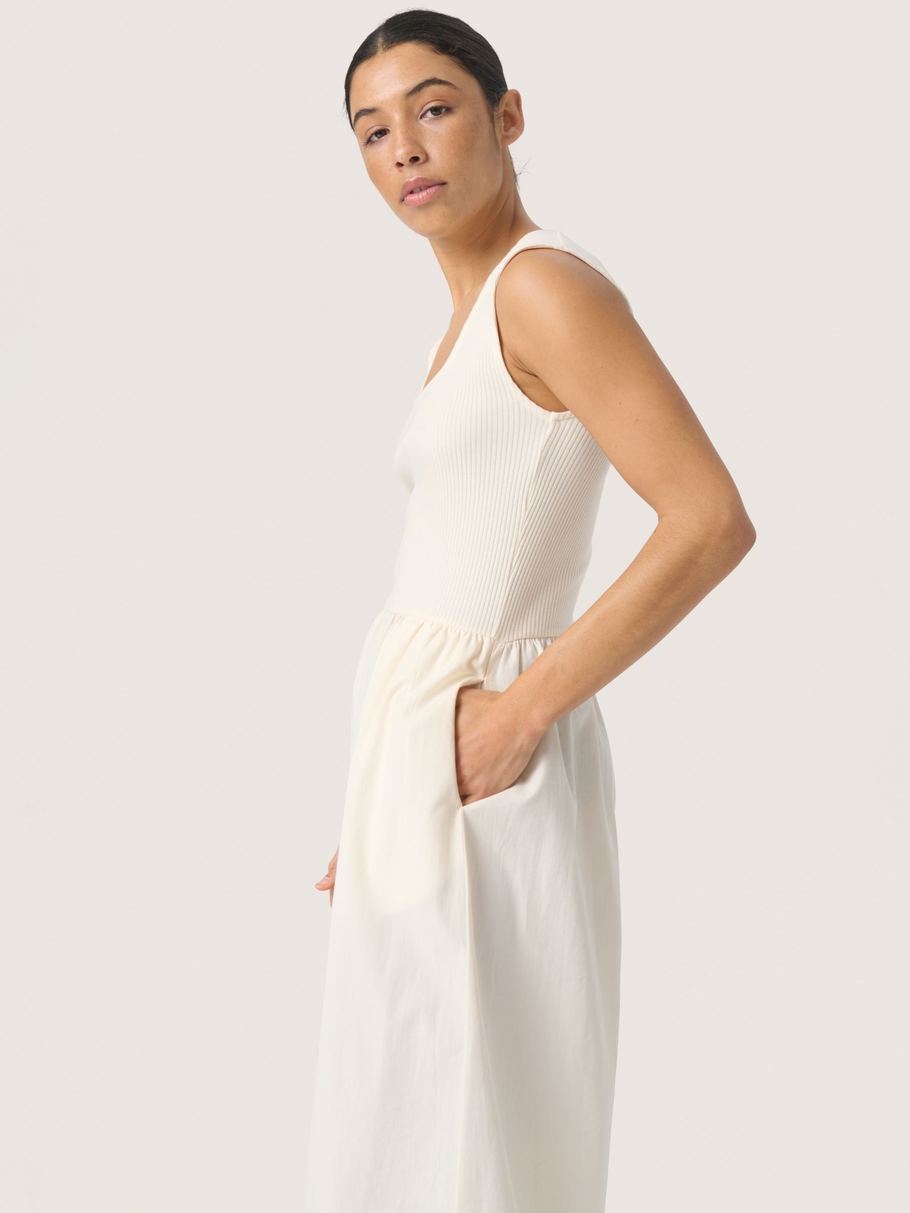 Soaked In Luxury Simone Fit Flare Midi Dress, Whisper White, XS