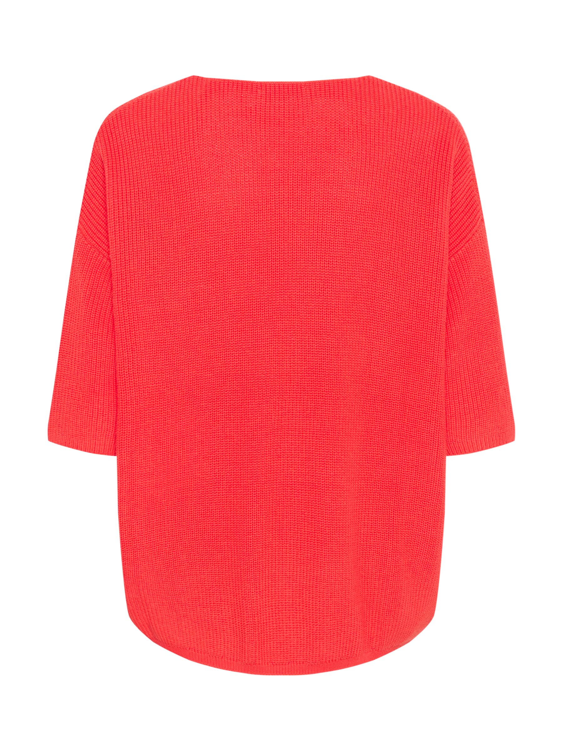 Soaked In Luxury Tuesday Cotton Blend Half Sleeve Jumper, Hot Coral, XS