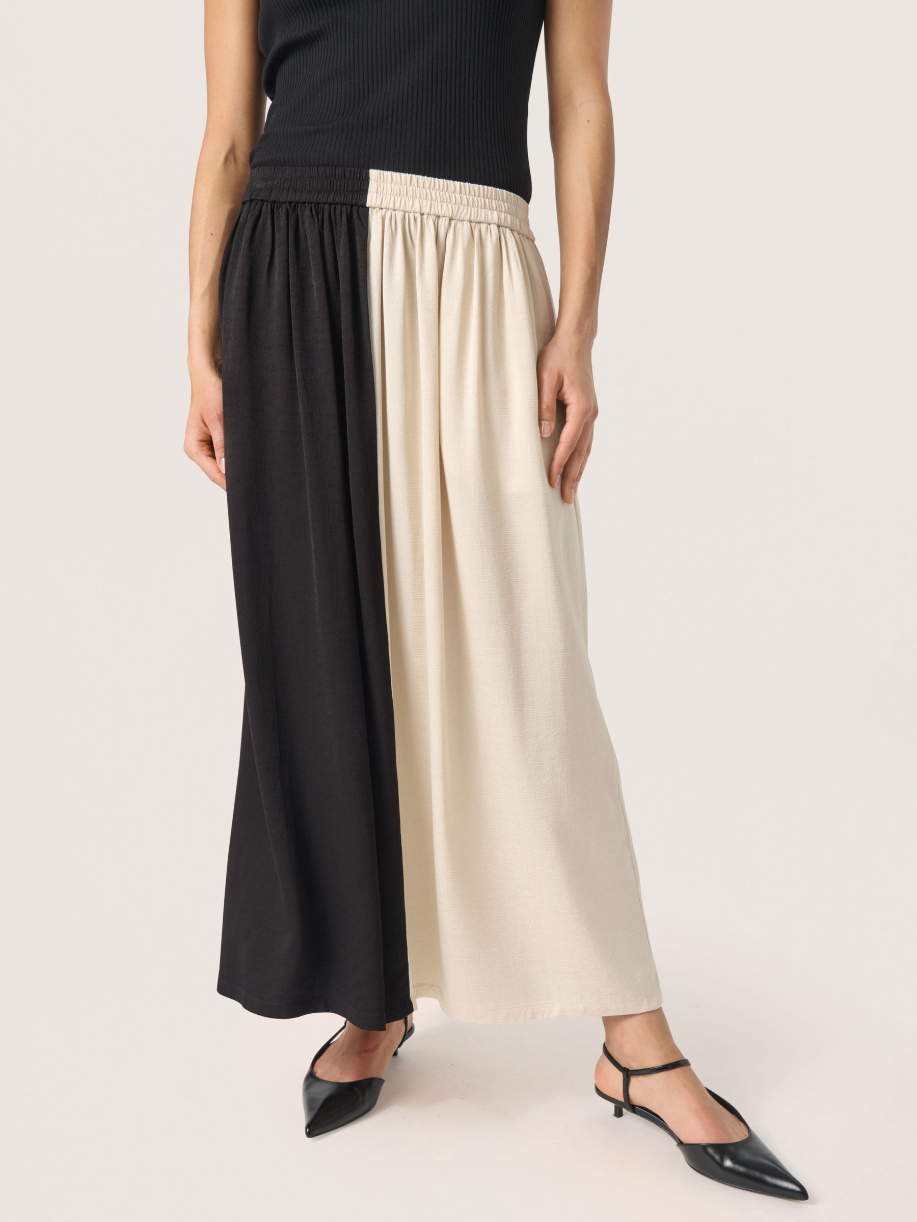 Buy Soaked In Luxury Cevina Two Tone A-Line Maxi Skirt, Black/White Online at johnlewis.com