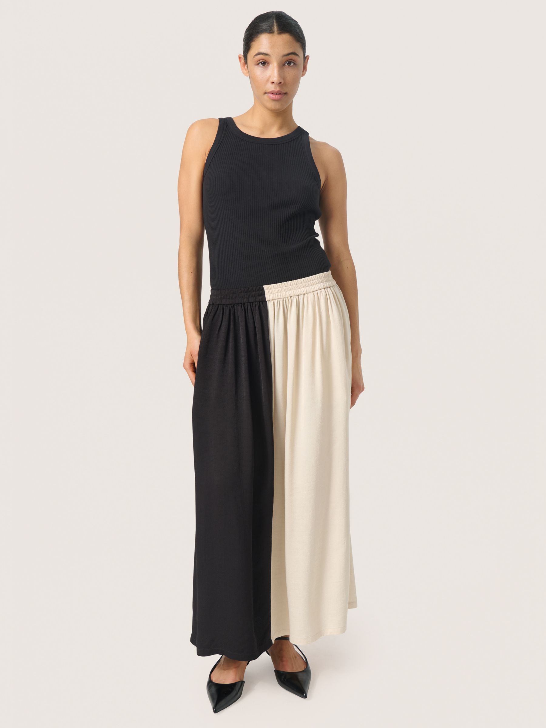Buy Soaked In Luxury Cevina Two Tone A-Line Maxi Skirt, Black/White Online at johnlewis.com