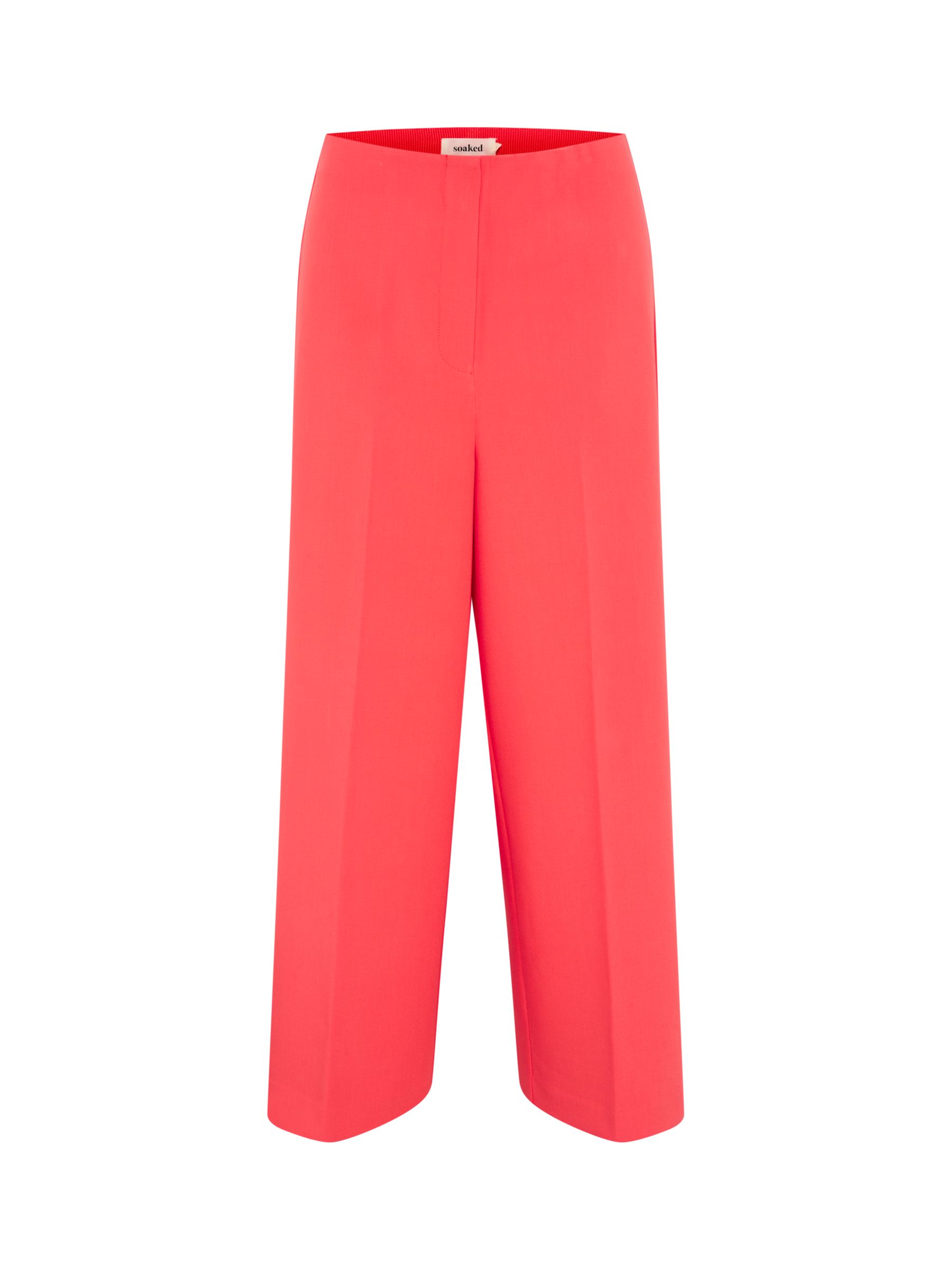 Soaked In Luxury Corinne High Waist Wide Legs Culottes Trousers, Hot Coral, XS