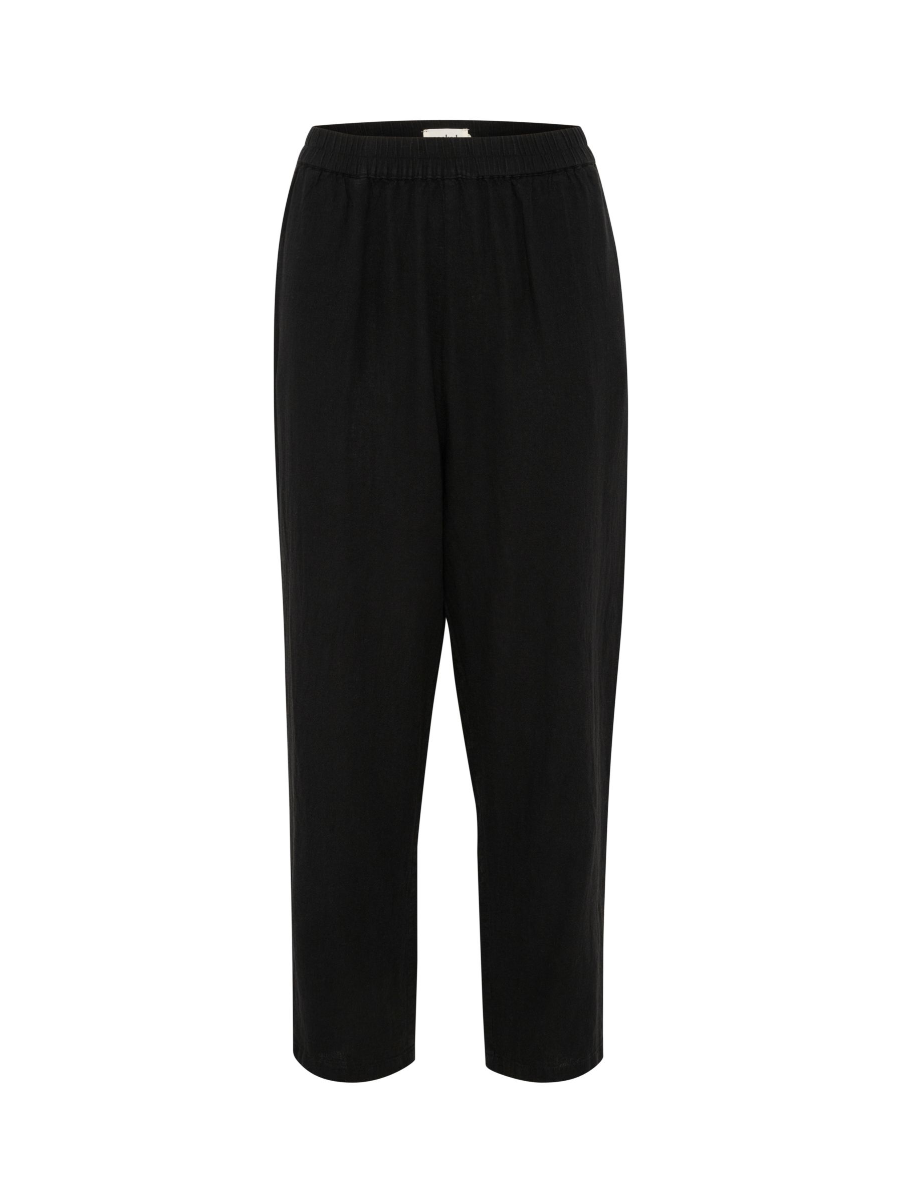 Soaked In Luxury Vinda Linen Blend Casual Cropped Trousers, Black, XS
