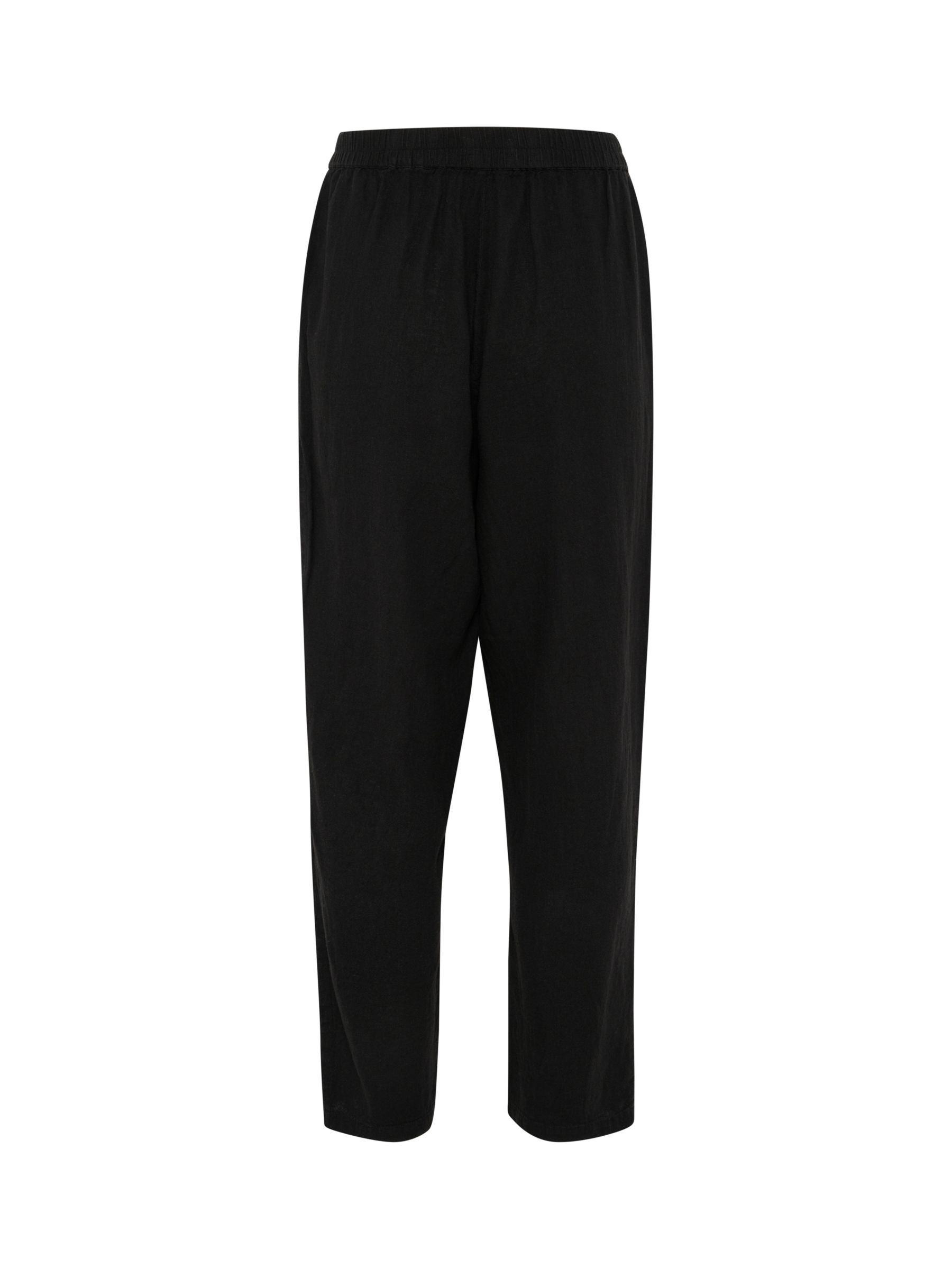 Soaked In Luxury Vinda Linen Blend Casual Cropped Trousers, Black, XS