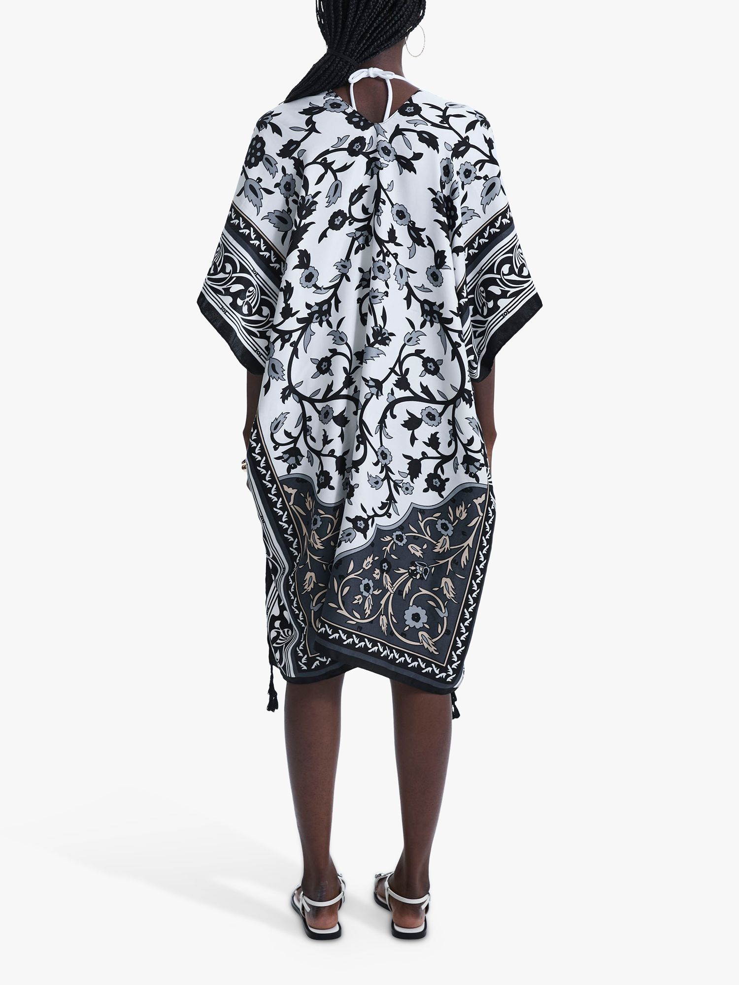 James Lakeland Antique Tile Floral Kaftan, Black/White at John Lewis ...