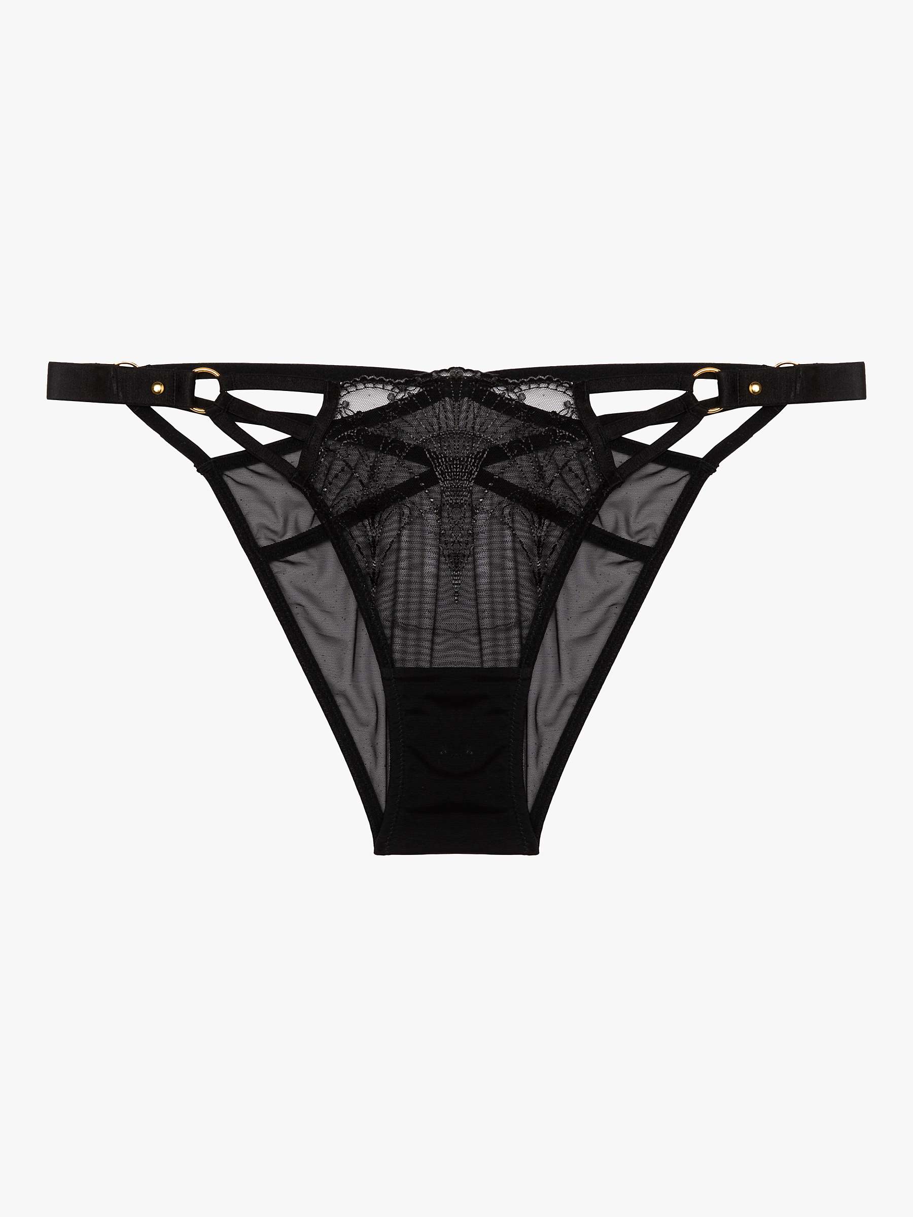 Buy Wolf & Whistle Pippa Embroidered Caged Briefs, Black Online at johnlewis.com