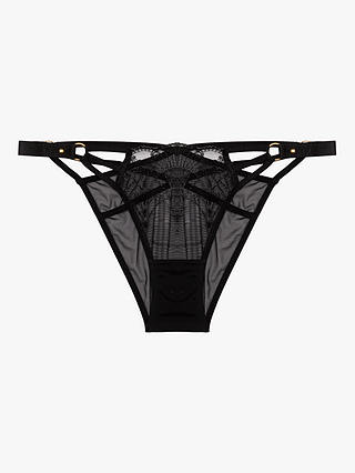 Wolf & Whistle Pippa Embroidered Caged Briefs, Black