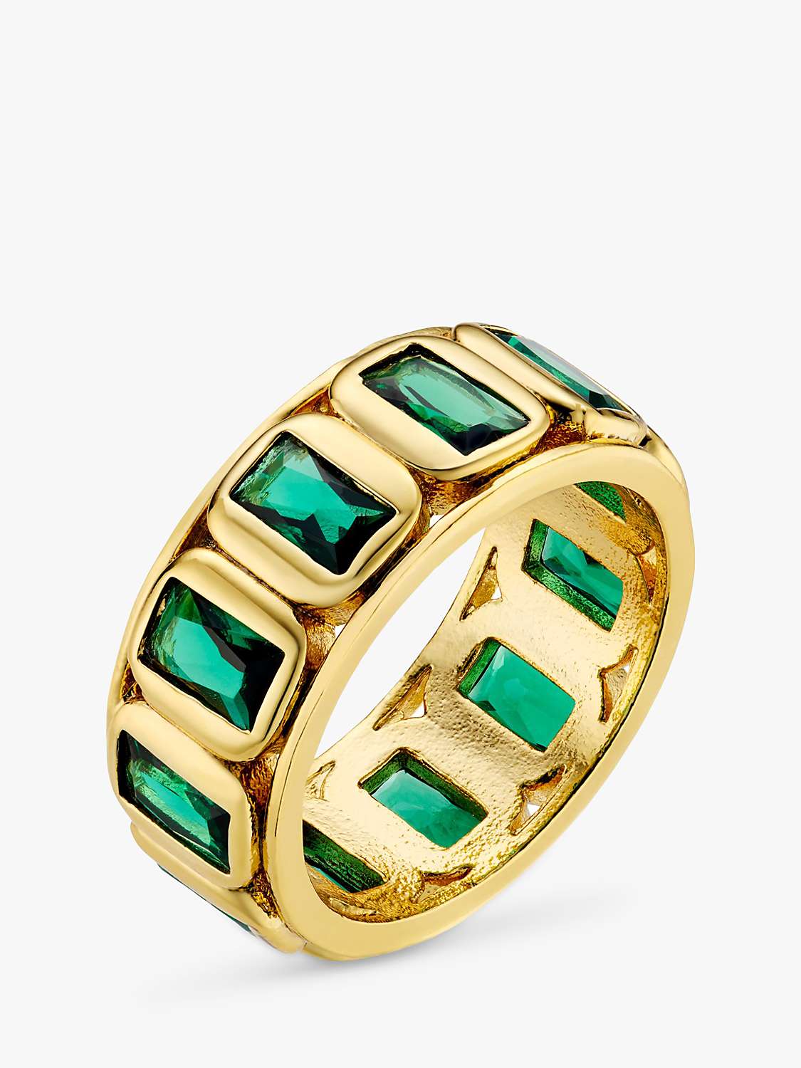 Buy Orelia Crystal Baguette Ring, Gold/Green Online at johnlewis.com