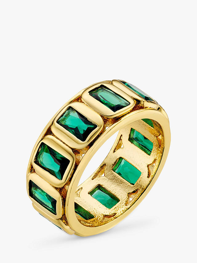Orelia Crystal Baguette Ring, Gold/Green