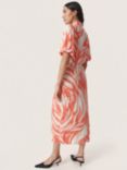 Soaked In Luxury Wynter Half Sleeve Shirt Midi Dress, Hot Coral Wave