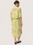 Soaked In Luxury Zaya Endive Traces Print Midi Dress, Yellow/Multi