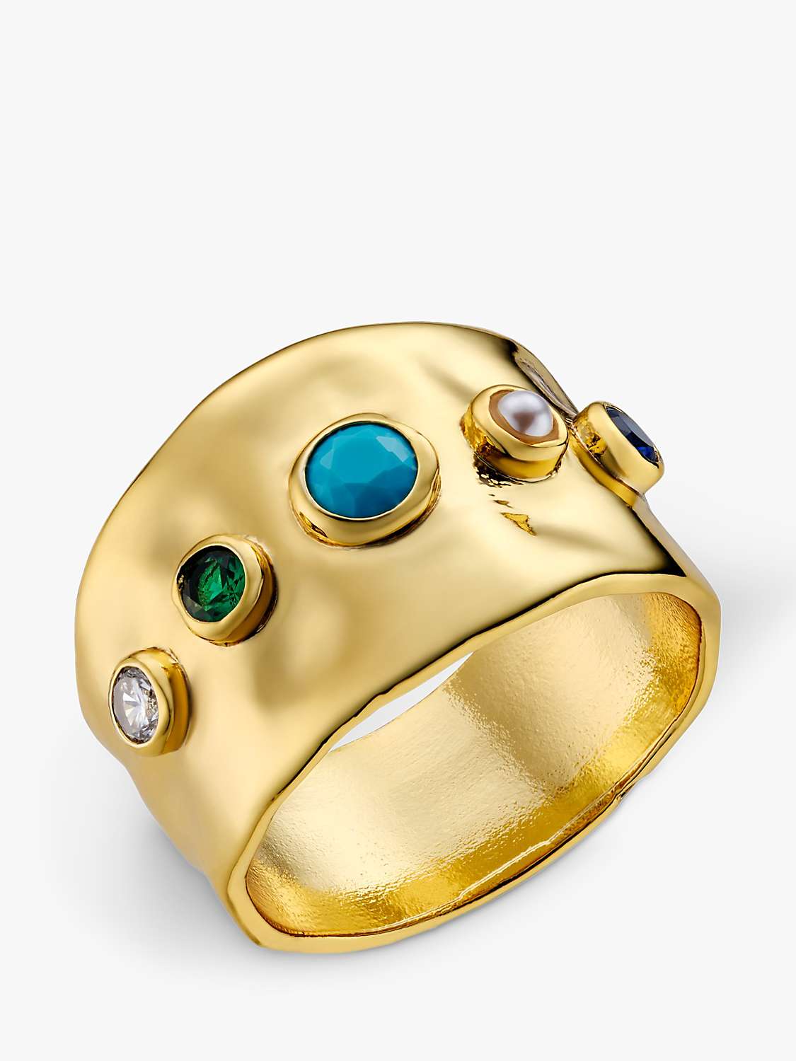 Buy Orelia Mixed Stone Chunky Textured Ring, Gold Online at johnlewis.com