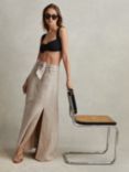Reiss Abigail Belted Linen Maxi Skirt, Neutral