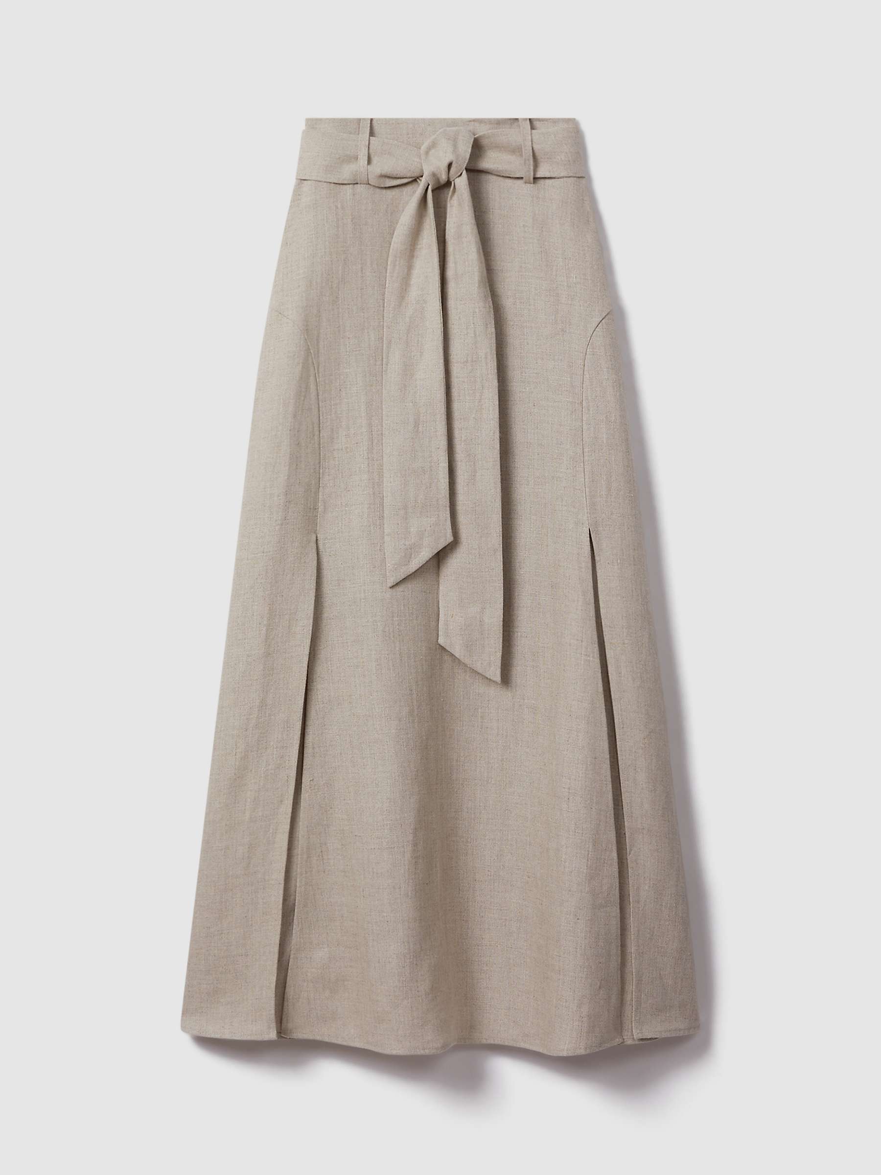Buy Reiss Abigail Belted Linen Maxi Skirt, Neutral Online at johnlewis.com
