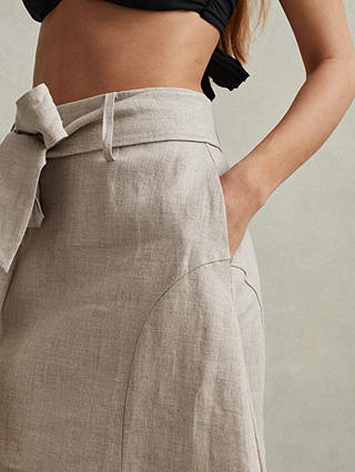 Reiss Abigail Belted Linen Maxi Skirt, Neutral
