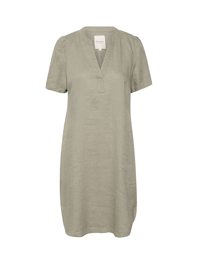 Part Two Aminase Linen Short Sleeve Pocket Dress, Vetiver