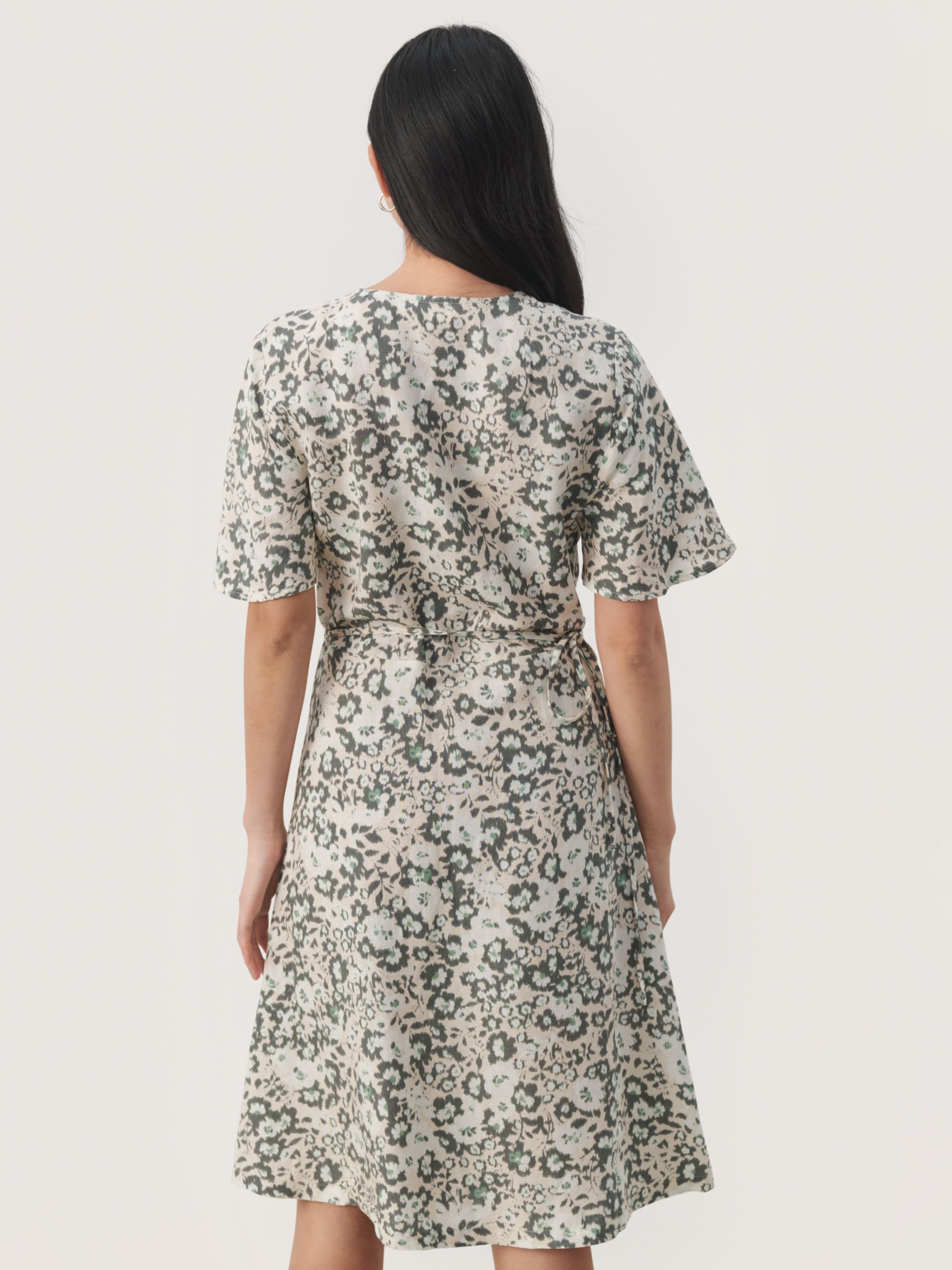 Part Two Gilanda Ecovero Knee Length Wrap Dress, Agave Green Blur, 8
