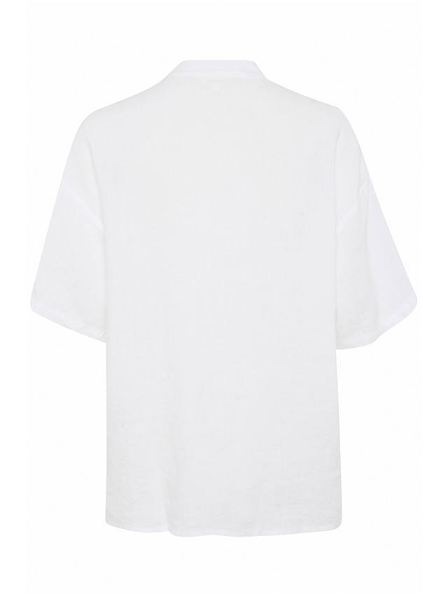 Part Two Ghita Linen Short Sleeves V-Notch Neck Shirt, Bright White