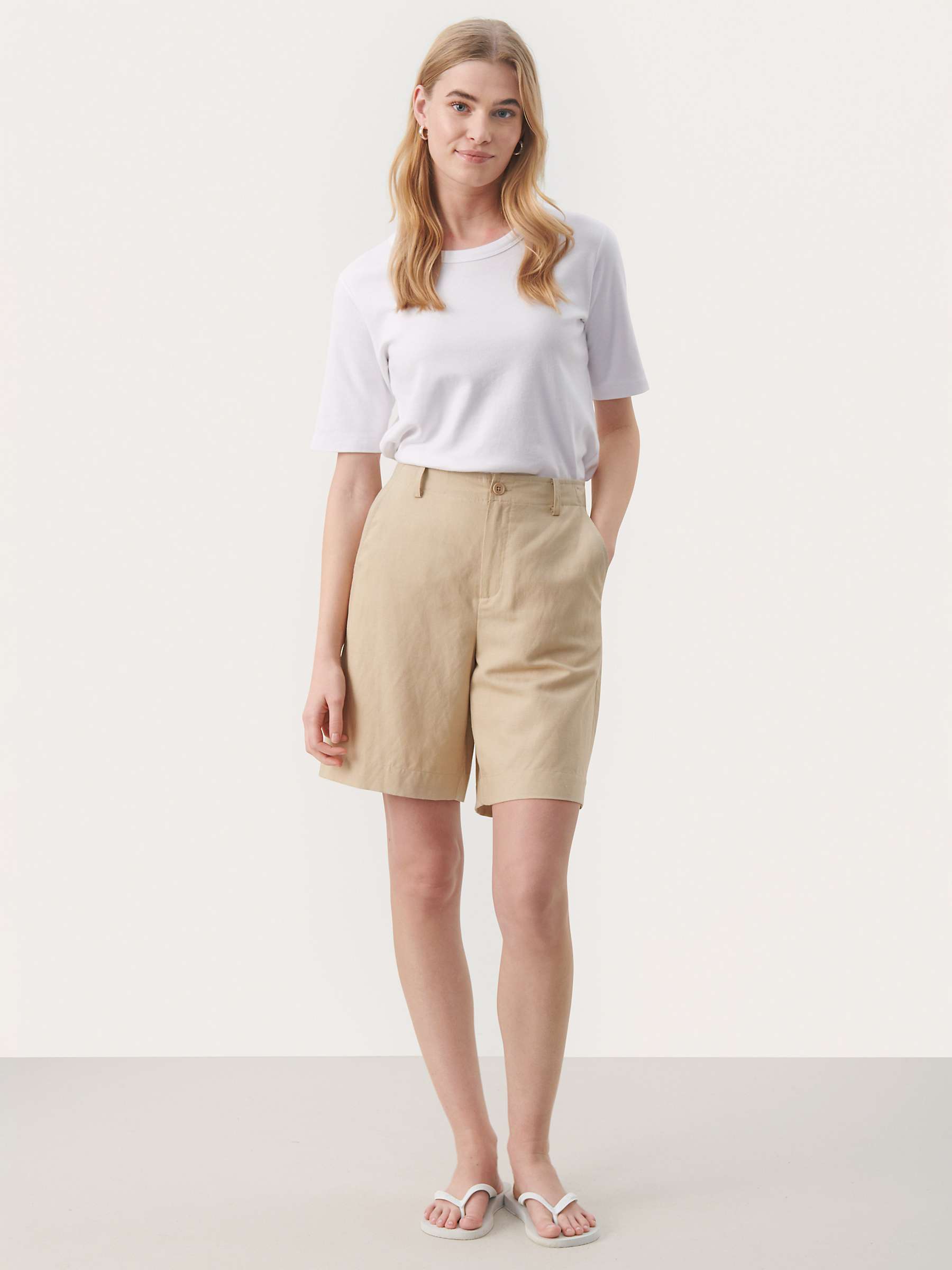 Buy Part Two Gentina High Waisted Shorts, White Pepper Online at johnlewis.com