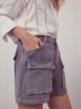 Mint Velvet Denim Cargo Pocket Shorts, Grey