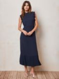 Mint Velvet Pleat Trim Midi Dress, Navy