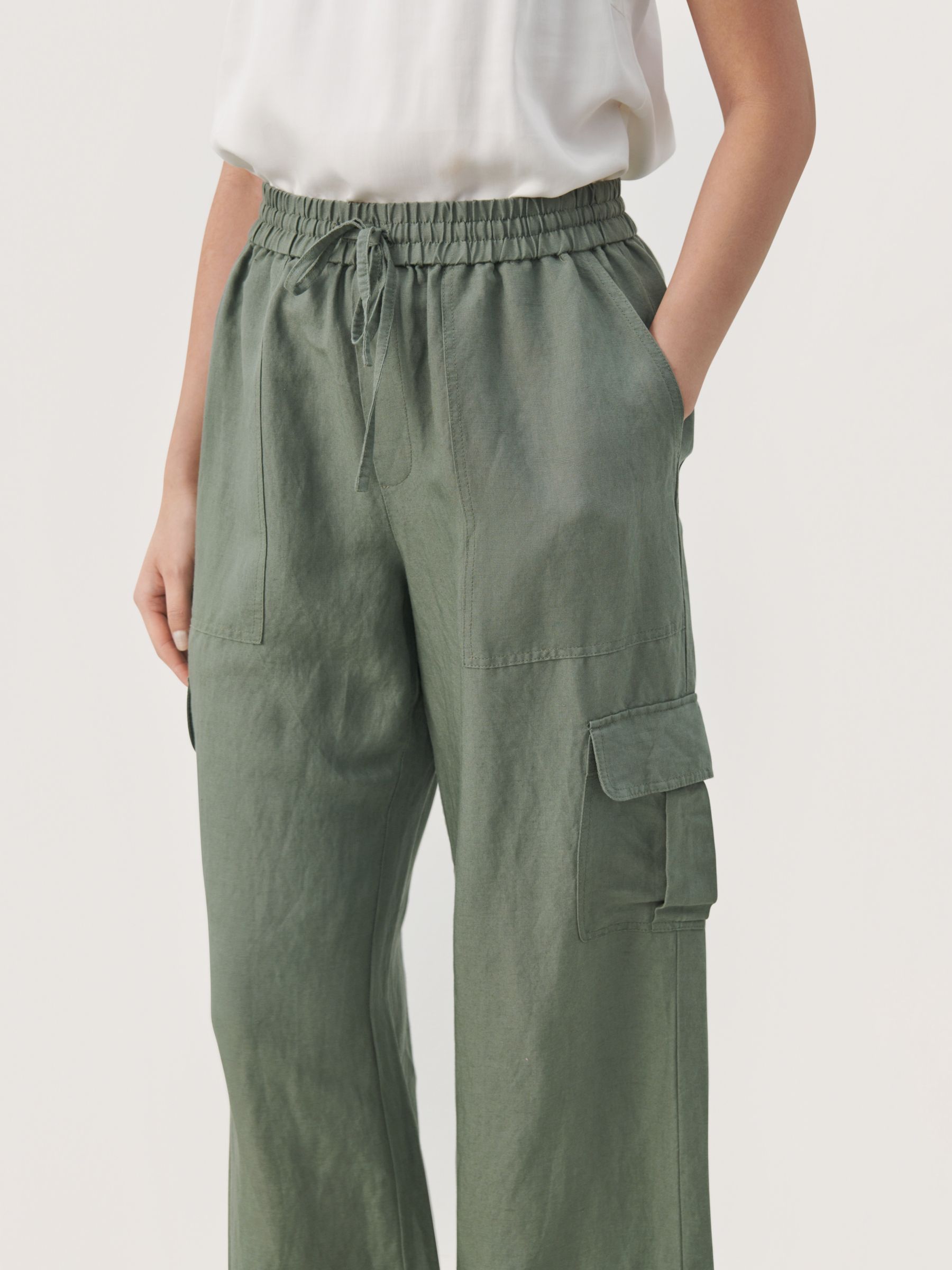 Buy Part Two Grazia High Waist Cargo Trousers, Agave Green Online at johnlewis.com