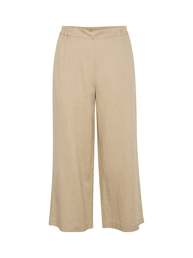 Part Two Petrines Linen Wide Leg Cropped Trousers, White Pepper