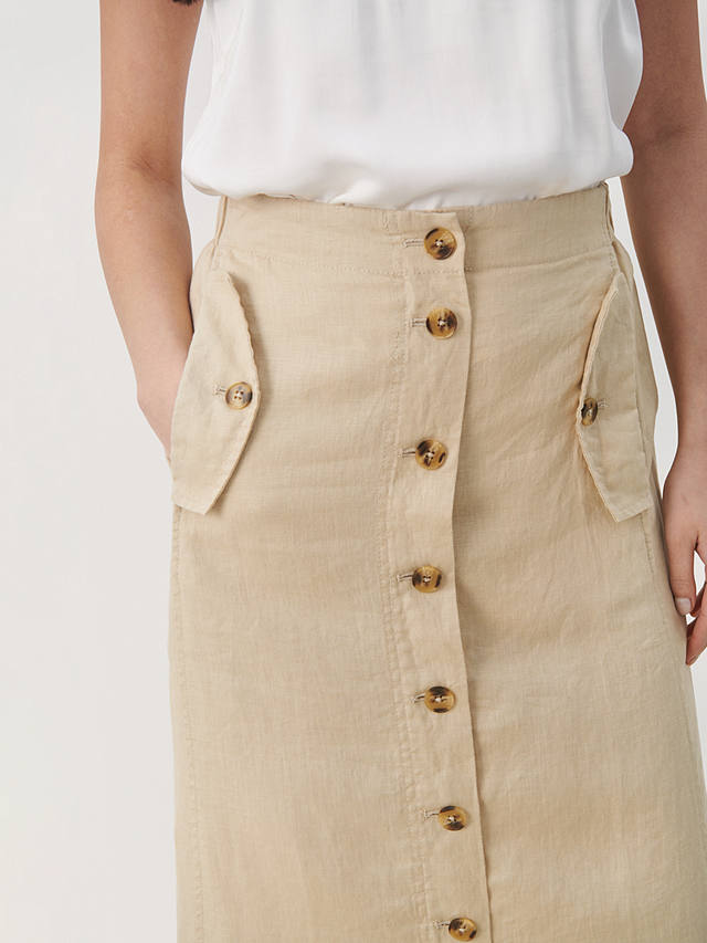 Part Two Gilsa Buttons Straight Fit Maxi Skirt, White Pepper