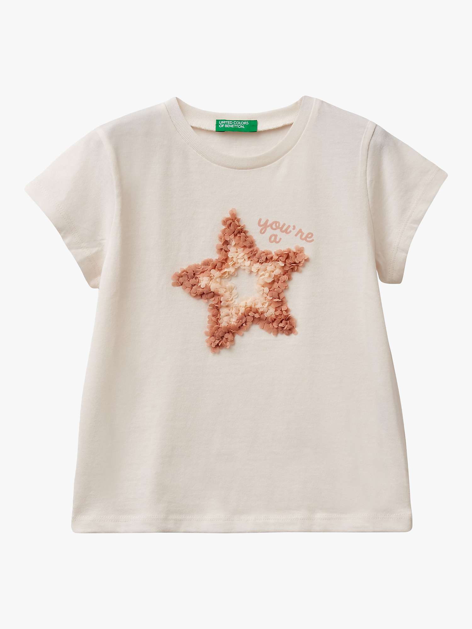 Buy Benetton Kids' You're A Star Short Sleeve T-Shirt, Cream Online at johnlewis.com