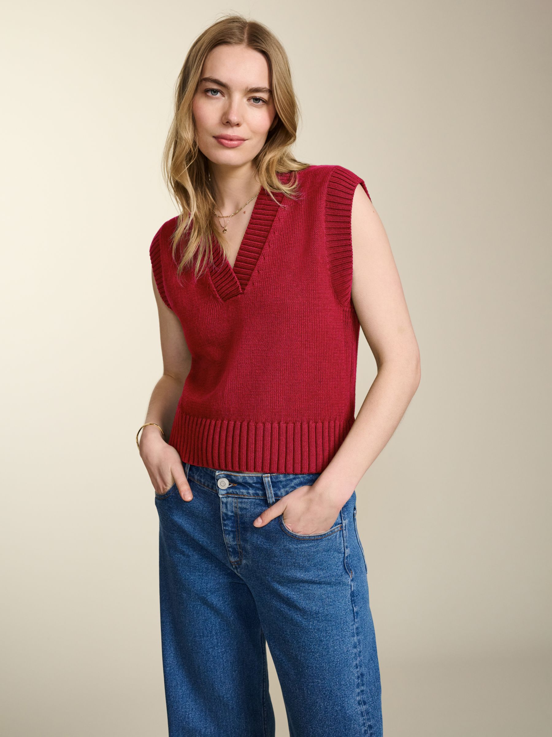 Buy Baukjen Charlene Organic Cotton Blend Knitted Tank Top, Crimson Red Online at johnlewis.com
