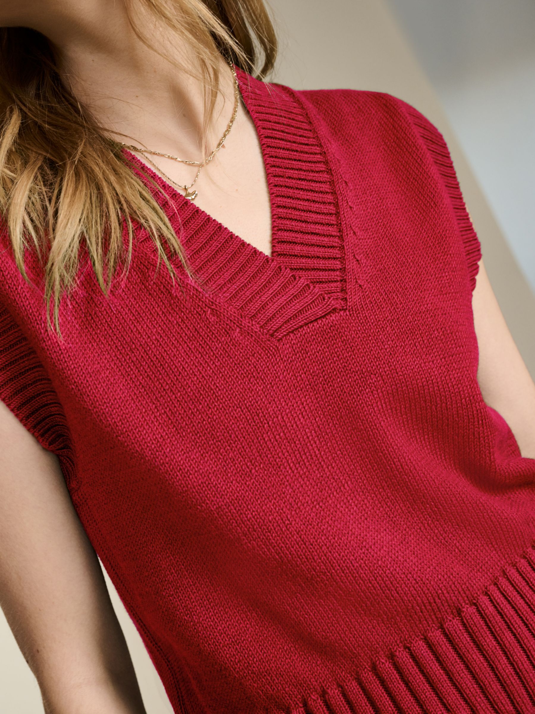 Buy Baukjen Charlene Organic Cotton Blend Knitted Tank Top, Crimson Red Online at johnlewis.com