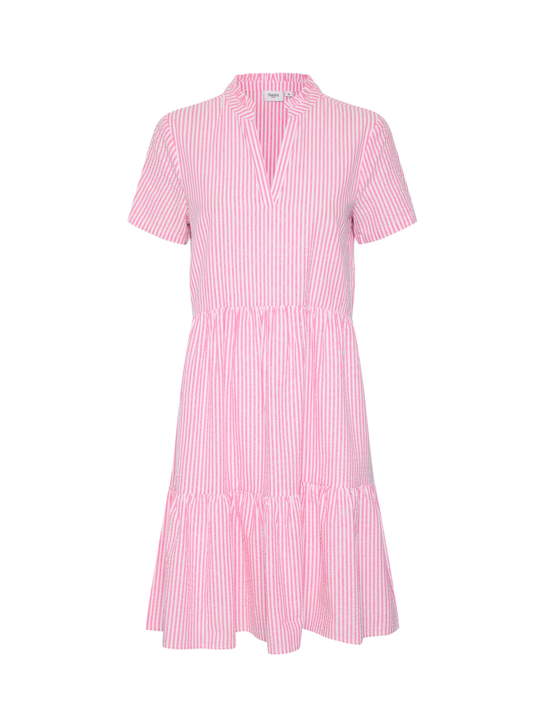 Saint Tropez Elmiko Striped Cotton Tiered Dress, Pink Cosmos, XS