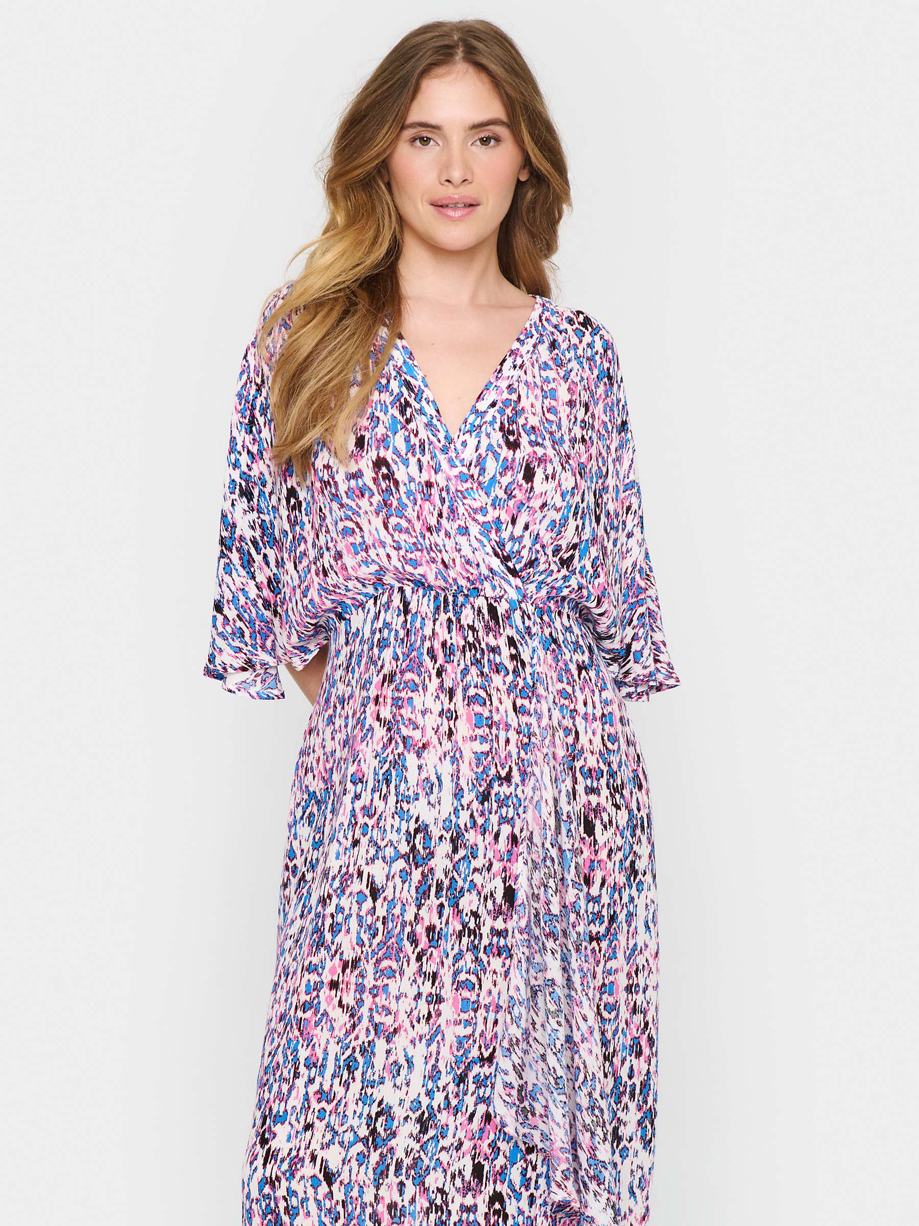 Buy Saint Tropez Everley Ikat Paint Print Midi Wrap Dress, Pink/Multi Online at johnlewis.com