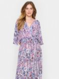 Saint Tropez Everley Ikat Paint Print Midi Wrap Dress, Pink/Multi