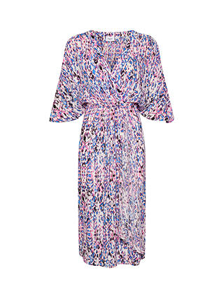 Saint Tropez Everley Ikat Paint Print Midi Wrap Dress, Pink/Multi