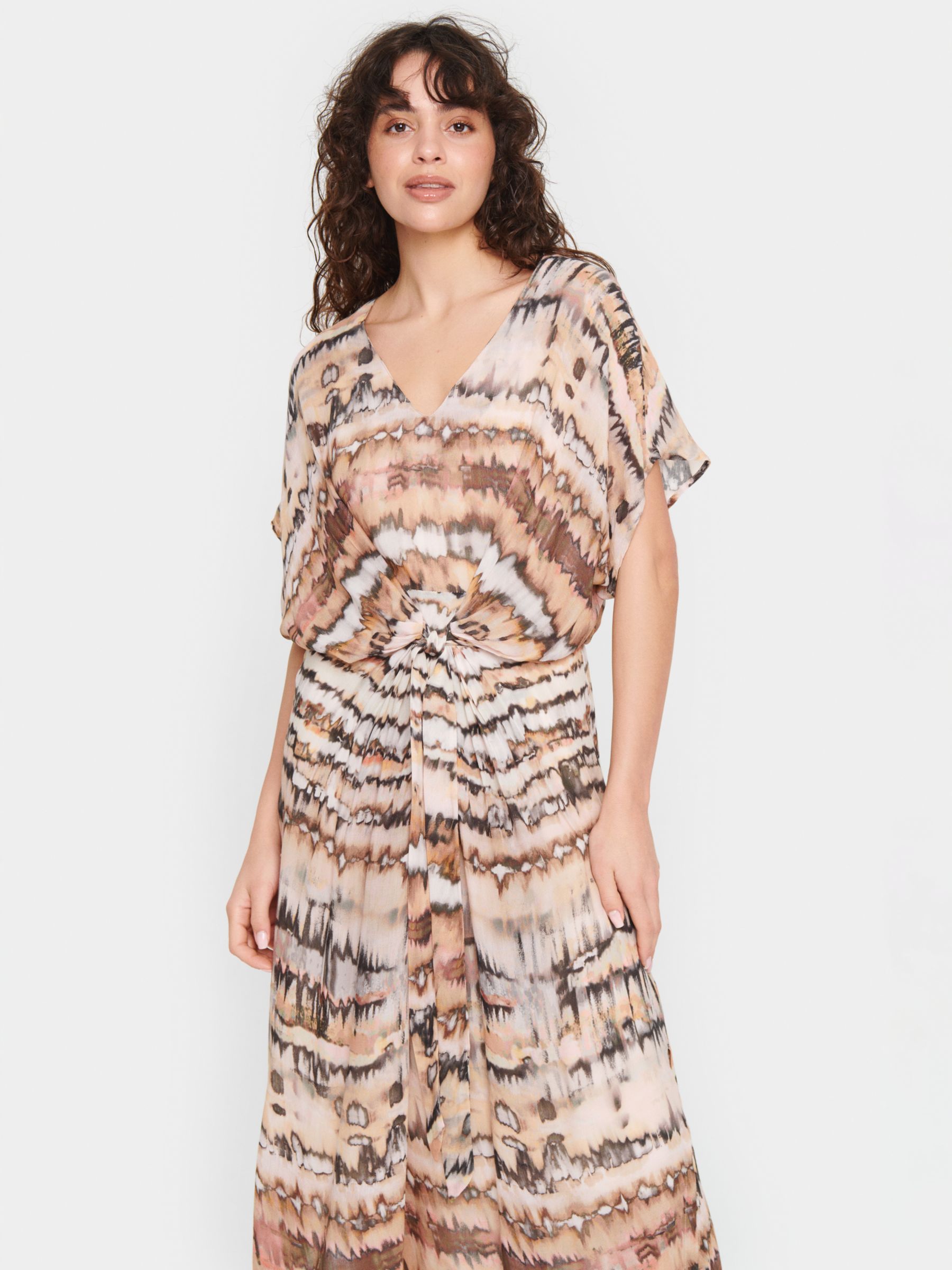 Saint Tropez Eya Tie Dye Strokes Print Maxi Dress, Creme/Multi, XS
