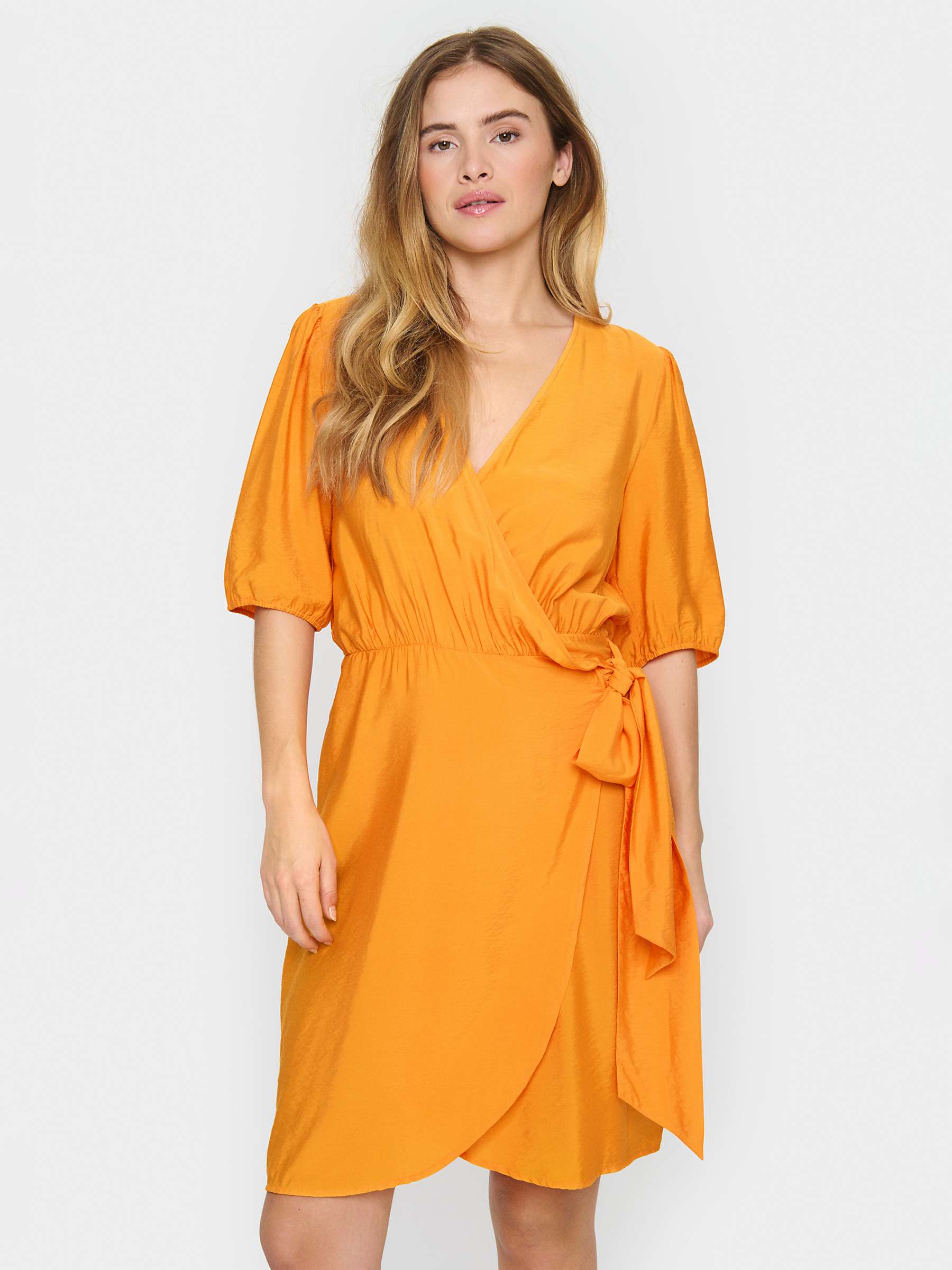 Buy Saint Tropez Eleanor Short Sleeve Wrap Dress, Apricot Online at johnlewis.com