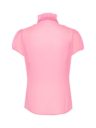 Saint Tropez Lilja Short Sleeve Ruffle Blouse, Pink Cosmos