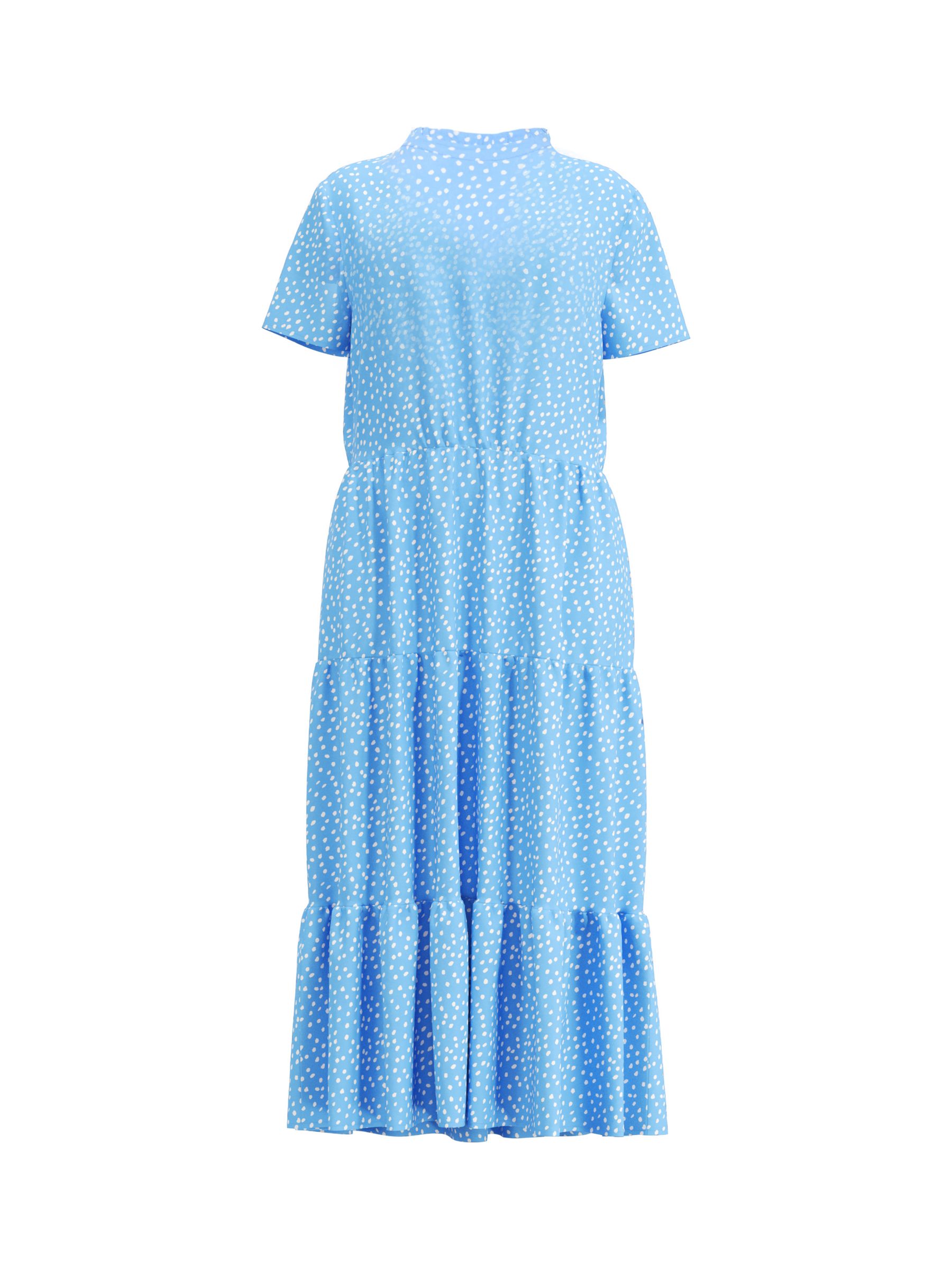 Saint Tropez Eda Ditsy Spot Print Tiered Midi Dress, Blue/White, XS