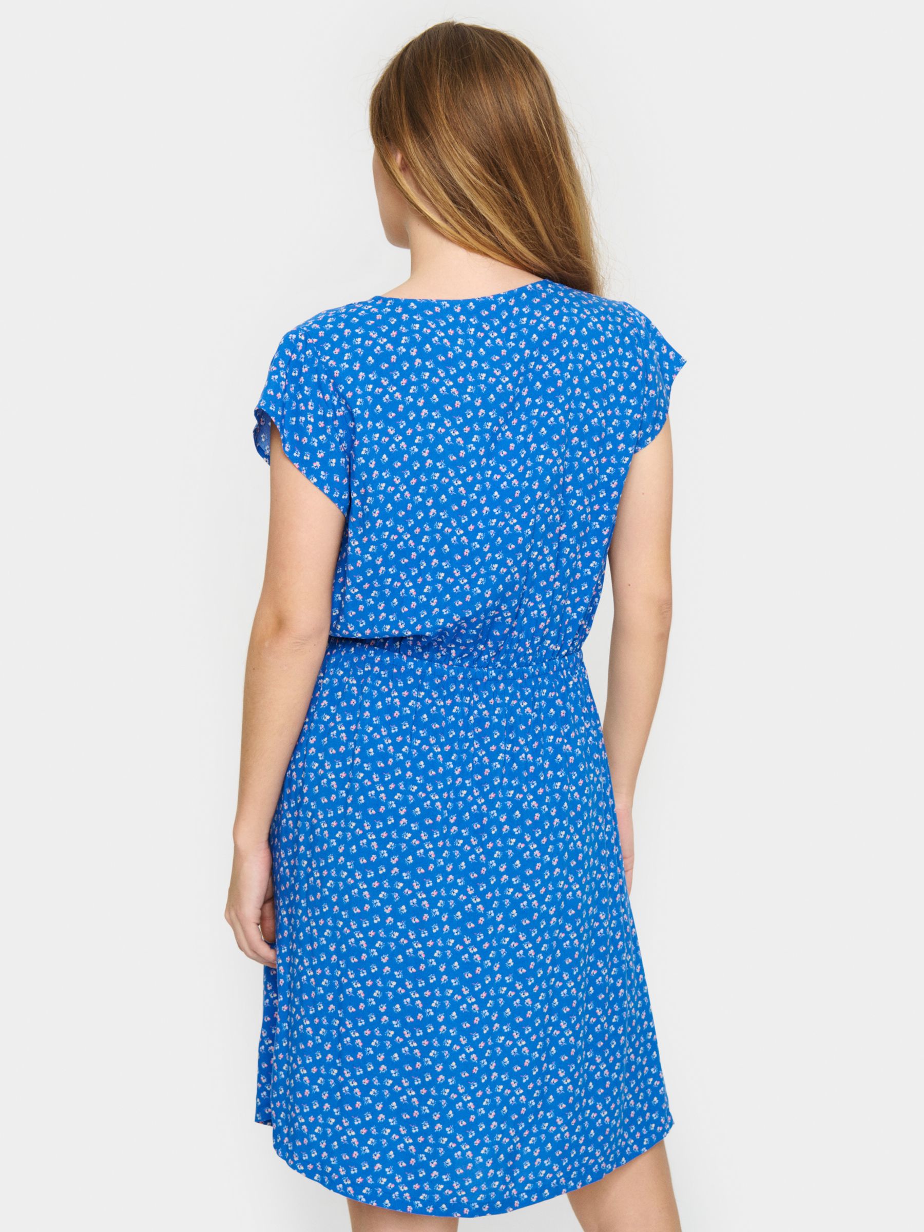 Saint Tropez Edua Ditsy Floral Print Knee Length Dress, Blue/Multi, XS