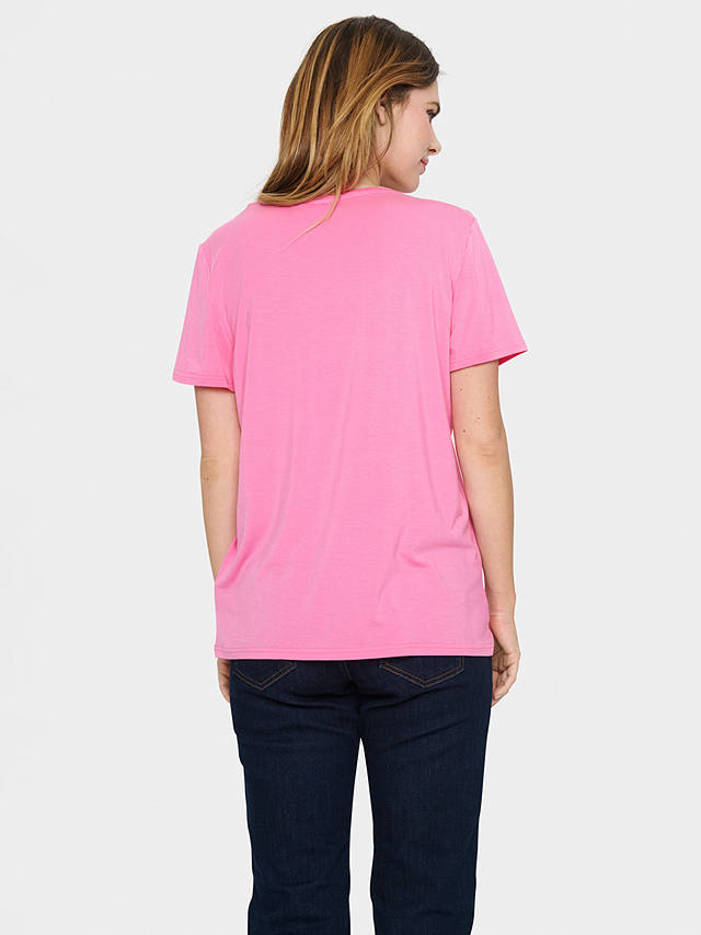 Saint Tropez Adelia V-Neck T-Shirt, Pink Cosmos