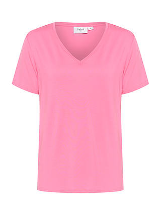 Saint Tropez Adelia V-Neck T-Shirt, Pink Cosmos
