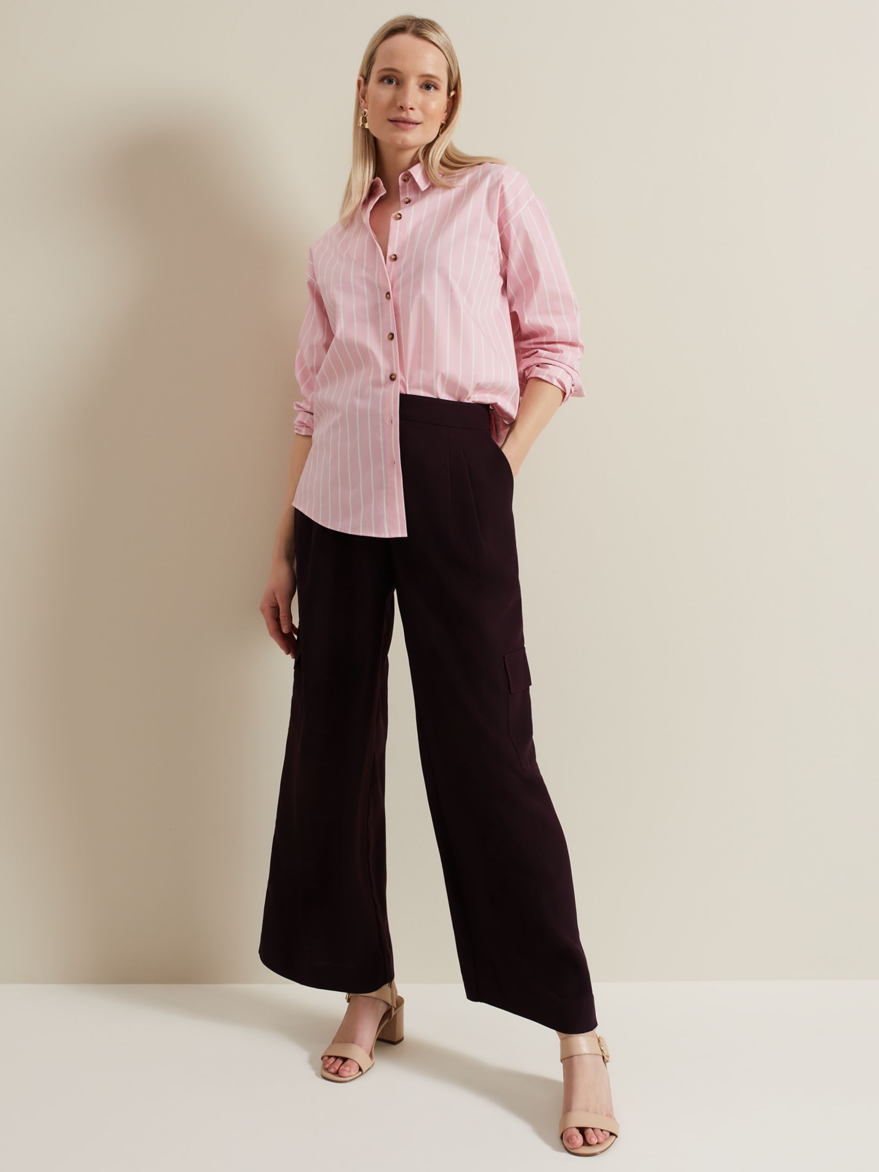 Phase Eight Stripe Shirt, Pink/White