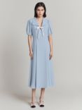 Ghost Eddie Bow Detail Midi Dress, Sky Blue