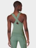 Sweaty Betty Power Illusion Workout Bra Tank Top, Cool Forest Green